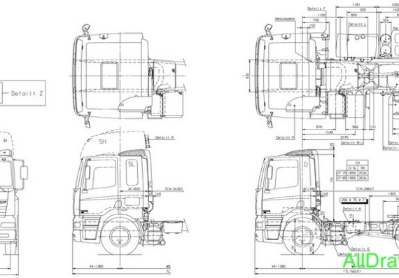 DAF CF 75 (2007) чертежи (рисунки) грузовика